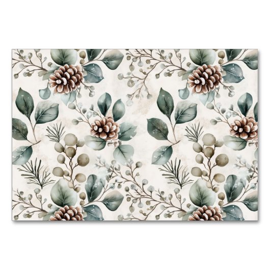 Serene Green Rustic Botanical Border テーブルナンバー (裏面)