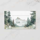 Serene Green Watercolor Mountain Landscape プレイスカード (正面)