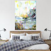 Serene Harbor Scene: Abstract  Painting wall art キャンバスプリント (インサイチュ (寝室))