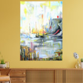 Serene Harbor Scene: Abstract  Painting wall art キャンバスプリント (インサイチュ (リビング))