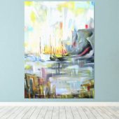 Serene Harbor Scene: Abstract  Painting wall art キャンバスプリント (インサイチュ (ウッドフロア))