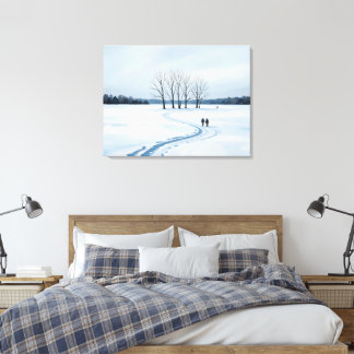 serene impressionist winter landscape canvas print キャンバスプリント