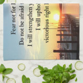 SERENE ISAIAH 41:10サンセットフォトデザイン キッチンタオル (折り畳み)