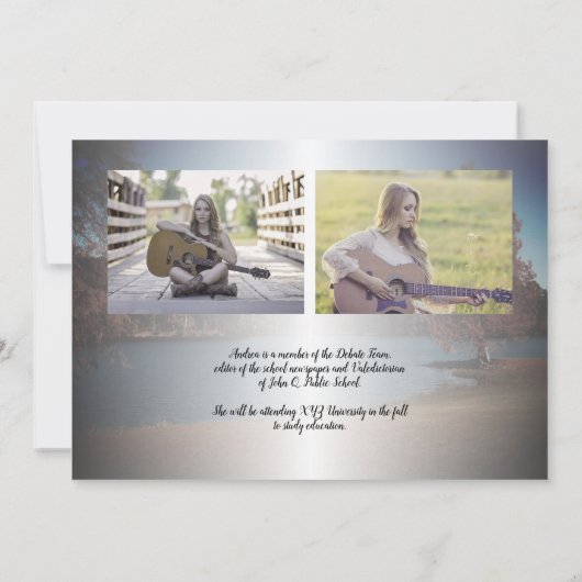 Serene Lake Photo卒業発表パーティー 招待状 (裏面)