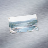 Serene Lake Pink Floral Gold Sparkle マグネット名刺 (インサイチュ)