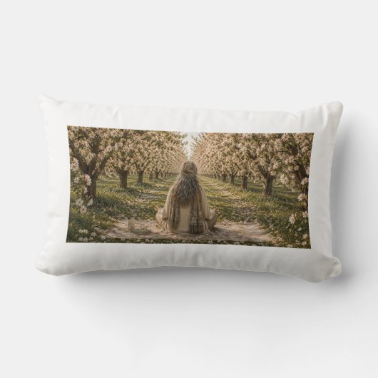 Serene Lakeside Botanical Nature Decorative Pillow ランバークッション (裏面)