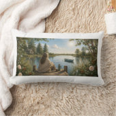 Serene Lakeside Botanical Nature Decorative Pillow ランバークッション (ブランケット)