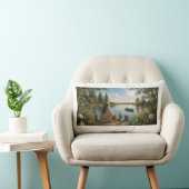 Serene Lakeside Botanical Nature Decorative Pillow ランバークッション (椅子)