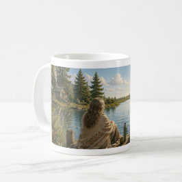 Serene Lakeside Botanical Nature Meditation Mug コーヒーマグカップ