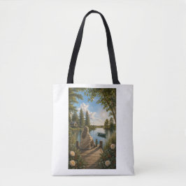 Serene Lakeside Botanical Nature Tote Bag トートバッグ