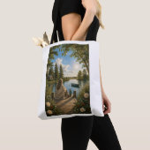 Serene Lakeside Botanical Nature Tote Bag トートバッグ (クローズアップ)