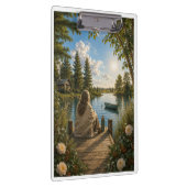 Serene Lakeside Notebook | Peaceful Nature & Cotta クリップボード (右)