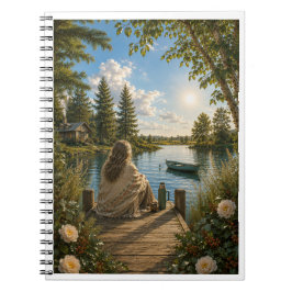 Serene Lakeside Notebook | Peaceful Nature & Cotta ノートブック