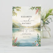 Serene Landscape Floral Watercolor Wedding 招待状 (スタンド正面)