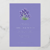Serene Lavender Floral Bouquet 箔招待状 (正面)
