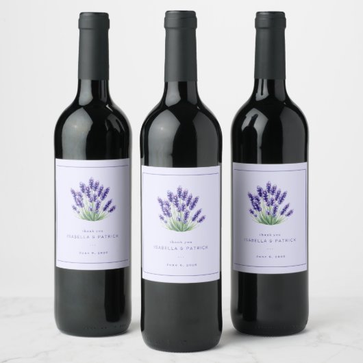 Serene Lavender Floral Minimalist ワインラベル (ボトル)