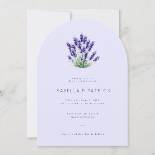 Serene Lavender Floral Wedding Invitation 招待状 (正面)