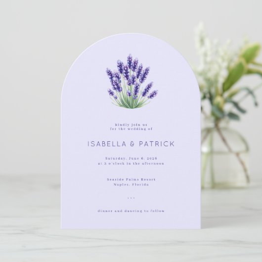Serene Lavender Floral Wedding Invitation 招待状 (スタンド正面)