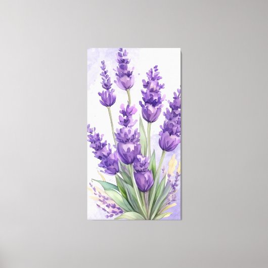 "Serene Lavender" - Minimalist Botanical Wall Art  キャンバスプリント (正面)