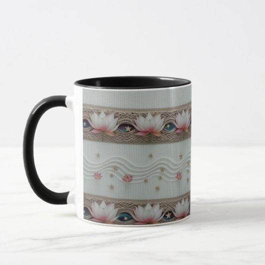 Serene Lotus Eye Floral Knit Combo Coffee Mug マグカップ (左)