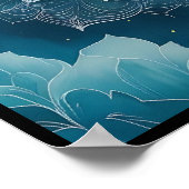 Serene Lotus Mandala：青と緑の瞑想アート ポスター (角)