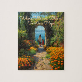 Serene Marigolds Path to the Sea Art ジグソーパズル