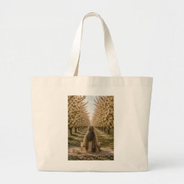 Serene Meditation Blooming Orchard Floral Tote Bag ラージトートバッグ