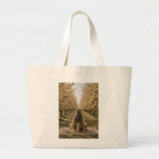 Serene Meditation Blooming Orchard Floral Tote Bag ラージトートバッグ