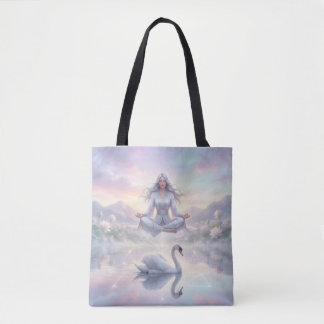Serene Meditation Woman & Swan Fantasy Tote Bag トートバッグ