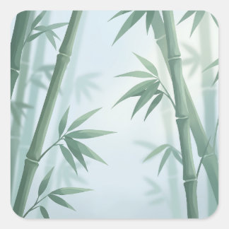 Serene Minimalist Bamboo in Morning Mist スクエアシール