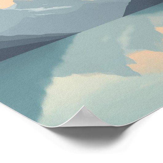 Serene Minimalist Mountain Sunset ポスター (角)