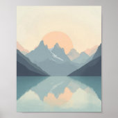 Serene Minimalist Mountain Sunset ポスター (正面)