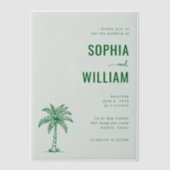 Serene Mint Palm Tree ベラム紙招待状 (正面)