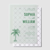Serene Mint Palm Tree ベラム紙招待状 (オフセット (招待状))
