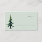 Serene Mint Watercolor Evergreen Tree プレイスカード (正面)