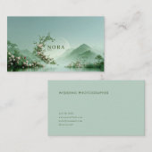 Serene Misty Lake Pale Pink Rose Zen Mountain 名刺 (正面/裏面)