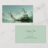 Serene Misty Lake Pink Rose Floral Arch Mountain 名刺 (正面/裏面)