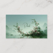 Serene Misty Lake Pink Rose Floral Arch Mountain 名刺 (正面)