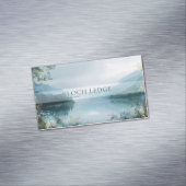 Serene Misty Mountain Lake Gold Sparkle マグネット名刺 (インサイチュ)