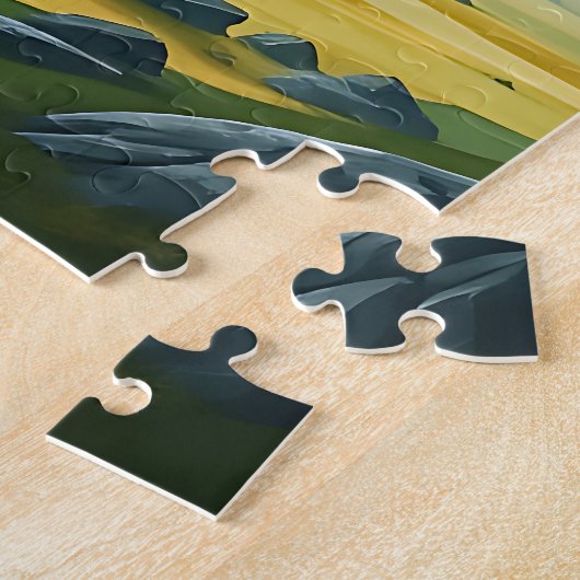 Serene Misty Mountains Emerald Valley  ジグソーパズル (側面)