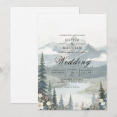 Serene Mountain Landscape Wedding 招待状 (正面/裏面)
