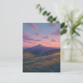 Serene Mountain Meadow at Pink Sunset ポストカード (スタンド正面)