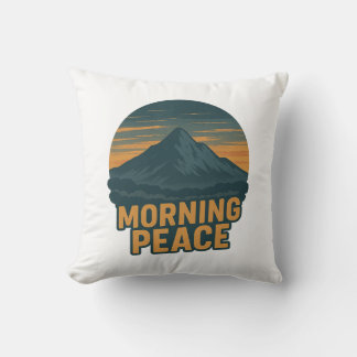 Serene Mountain Sunrise Retro Emblem クッション