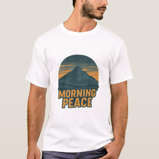 Serene Mountain Sunrise Retro Emblem Tシャツ