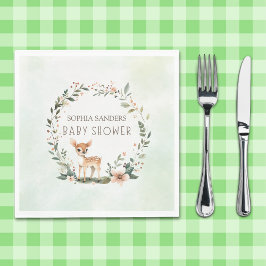 Serene Nature Deer Baby Shower スタンダードランチョンナプキン