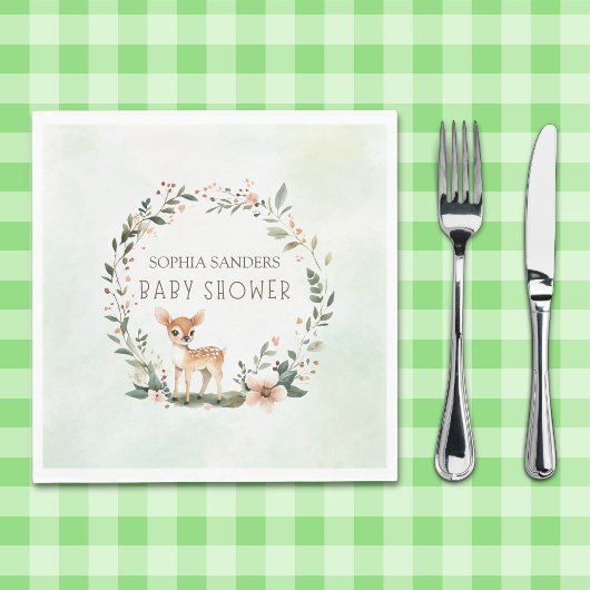Serene Nature Deer Baby Shower スタンダードランチョンナプキン