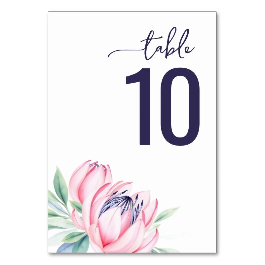 Serene Navy Watercolor Wedding Table Card テーブルナンバー (正面)