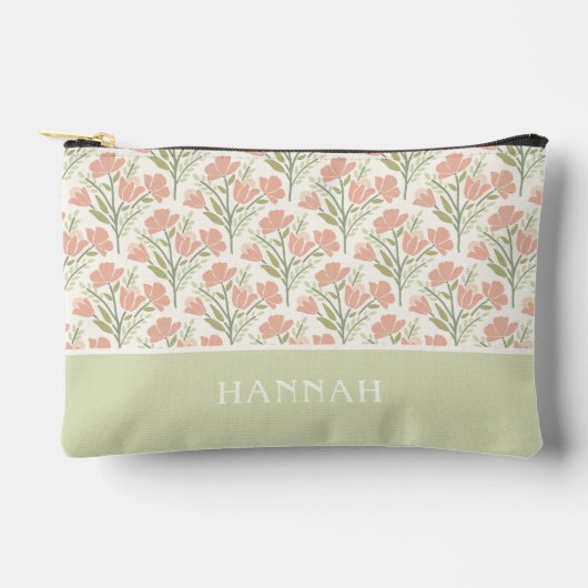 Serene Neutral Florals Monogrammed アクセサリーポーチ (正面)