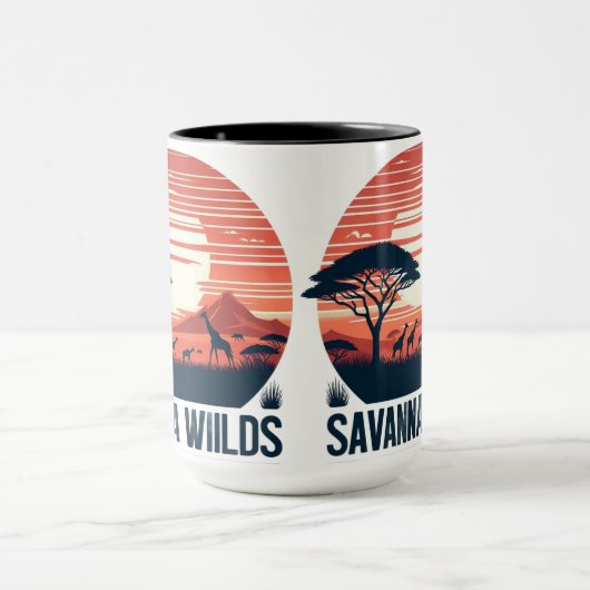 Serene Orange Retro Giraffe Savanna Wilds マグカップ (中央)