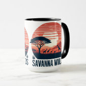 Serene Orange Retro Giraffe Savanna Wilds マグカップ (正面右)